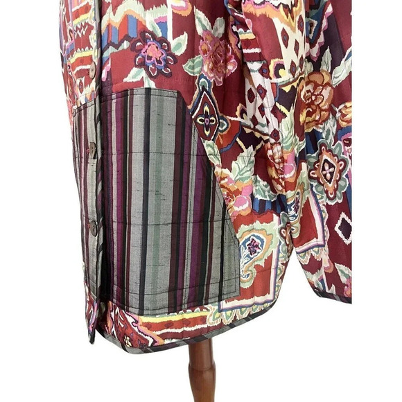 Wearable Art To Wear Reversible Silk Jacket 1X Paisley Floral Abstract Artsy - Picture 3 of 13